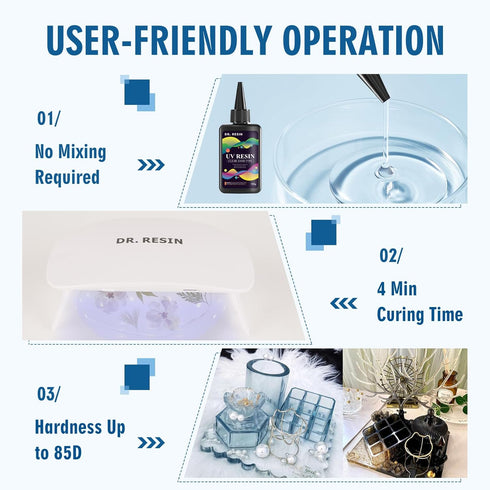 DR. RESIN UV Resin 200g, Ultraviolet Upgrade Crystal Clear Epoxy Resin Kit for Jewelry Making, DIY Craft, Coating, Casting...