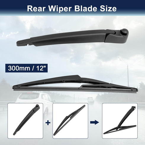 X AUTOHAUX 12" Rear Windshield Wiper Blade Arm Set for Honda Civic Hatchback 01-05...