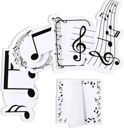 Whaline 960Pcs Music Themed Sticky Notes White Black Musical Self-Stick Notes 8 Designs Musical Notes Message Reminder Pads for Annotating Books O...