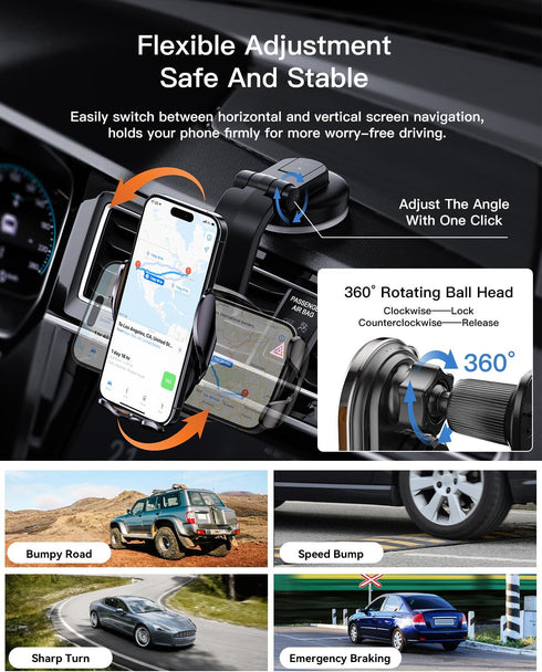 Wireless Car Charger, ESSAGER 15W Fast Charging Car Phone Holder Mount Auto Clamping Cell Phone Stand for iPhone 15 14 13 12 11 Pro Max, Samsung G...