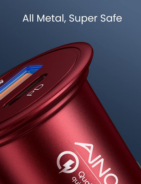 Car Charger USB C 48W AINOPE Super Mini Car Charger Fast Charge Dual Port PD&QC 3.0 All Metal Type C Car Charger Adapter Compatible with iPhone 14...