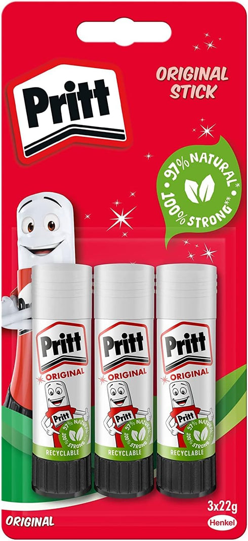Pritt Glue Stick, Safe & Child-Friendly Craft Glue for Arts & Crafts Activities, Strong-Hold Adhesive for School & Office Supplies, 22 g (Pack of ...