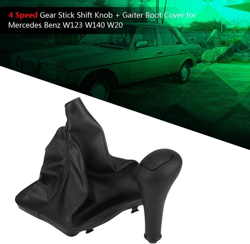 KIMISS 4 Speed Gear Stick Shift Knob + Gaiter Boot Cover for Benz W123 W140 W20...
