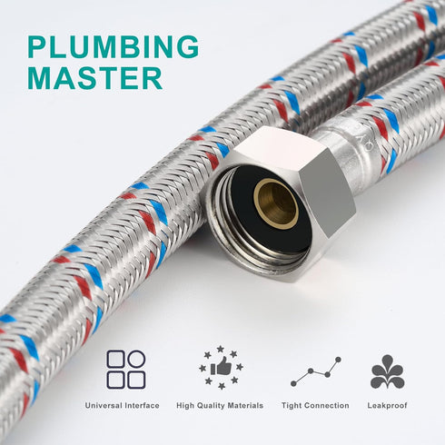 AULLEND Faucet Supply Lines,3/8" Comp x 1/2" FIP Braided Stainless Steel Faucet Water Supply Lines for Bathroom Kitchen Sink Faucet 2Pcs (40mm)...