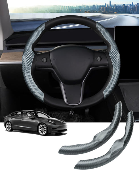 Custom-Fit Steering Wheel Cover for Tesla, Telsa Model 3 / Y Carbon Fiber Steering Wheel Cover for Men/Women, Anti-Slip, Comfortable Grip, Breatha...