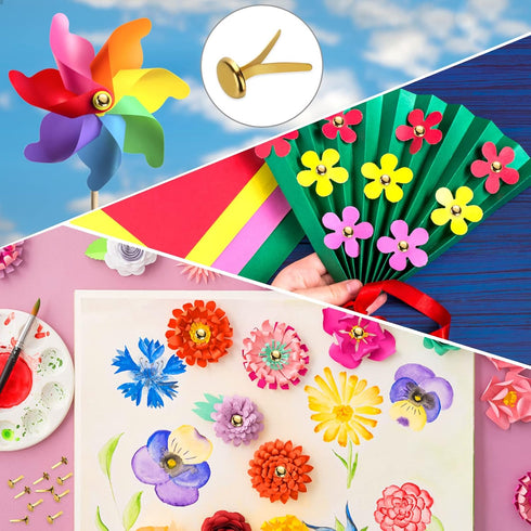 100PCS Brads Paper Fasteners Brass Brads Round Fasteners Mini Metal Brads for Kids Craft Art Crafting School Project Brass Fasteners Decorative Pa...