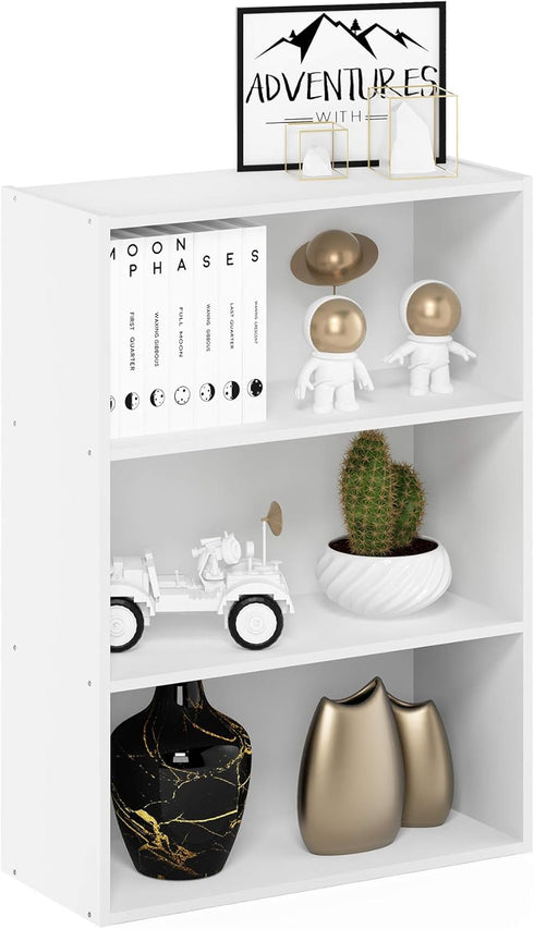Furinno Pasir 3-Tier Open Shelf Bookcase, Plain White...