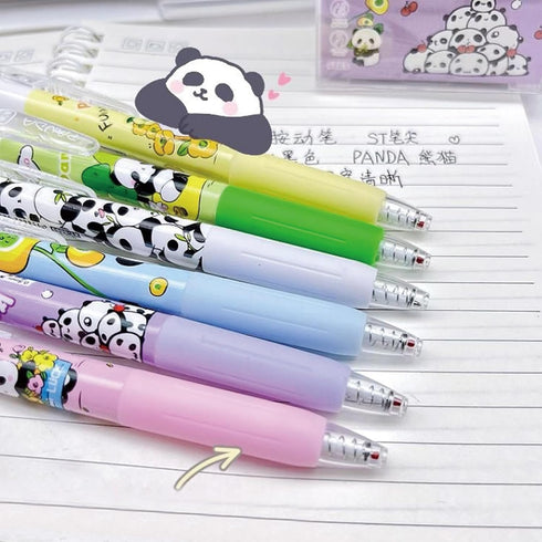 6 Pcs Gel Ink Pens Cute Cartoon Bear Pens 0.5mm Black Ink Retractable Pens Office School Pen Women Girl Boy Pen Kawaii (Panda-2)...