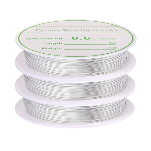 3 Pack Jewelry Wire Craft Wire 22 Gauge Tarnish Resistant Jewelry Beading Wire Copper Beading Wire for Jewelry Making Supplies and Crafting, 0.6mm...