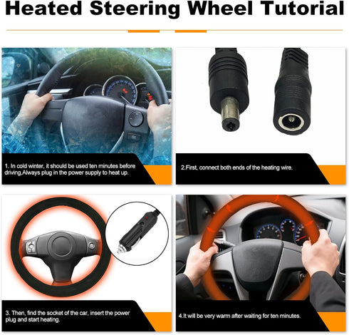 Heated Steering Wheel Cover 15" Steering Wheel Warmer 12V Heated Auto Steering Wheel Protector Cover for Winter Universal Fit Steering Wheel Outer...