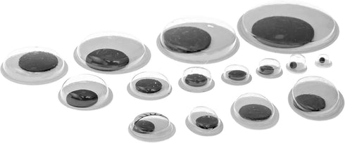 Variety Value Pack 1 Box Approx 1120 pcs 0.16 inches to 1 inch Round Plastic Self Adhesive Black Googly Wiggle Eyes Wide Assorted Sizes...