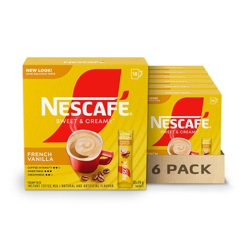 NESCAFE Sweet & Creamy French Vanilla, Instant Coffee 1 Box of 18 Sachets,19g Per Sachet {Imported from Canada}...