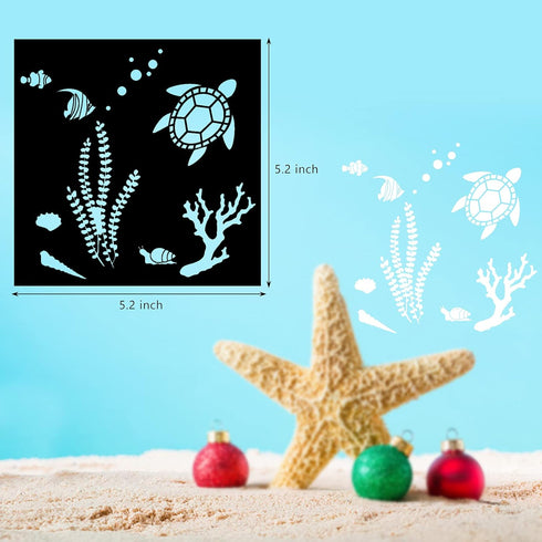 20 Pieces Sea Ocean Creatures Stencils Animal Painting Stencils Mermaid Seahorse Jellyfish Stencil Templates for DIY Crafts Scrabooking Painting o...