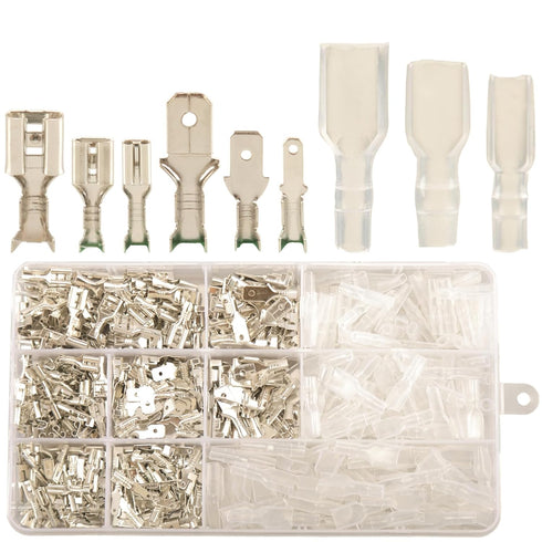 540pcs 2.8mm 4.8mm 6.3mm Male and Female Spade Connectors Kit with Insulating Sleeve, Crimp Connectors Crimp Terminals Electrical Connectors, Elec...