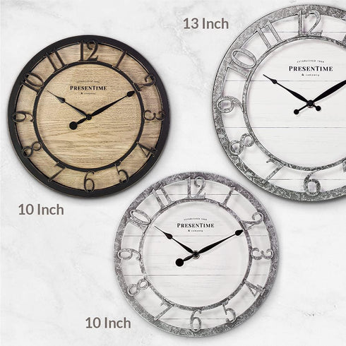 Presentime & Co 10" Farmhouse Series Wall Clock, Cottage Style, Vintage Design, Oil Rubbed Bronze...