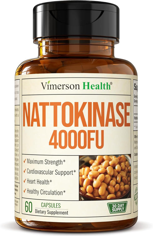Nattokinase Supplement - Japanese Natto Superfood with High Potency Enzymes. Nattokinase 4000 FU. Balanced Circulation Supplements for Heart Healt...