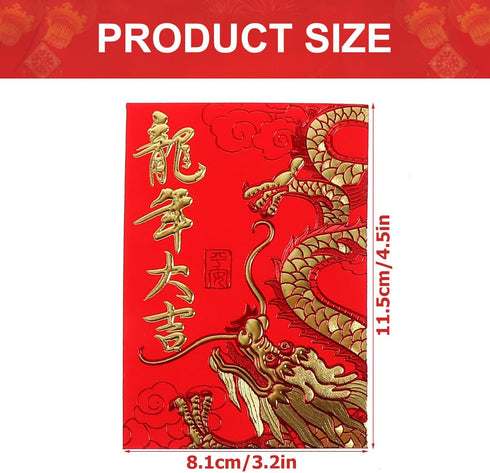 60pcs Red Envelopes 2024 Dragon Chinese New Year Money Pockets Lucky Hong Bao Money Envelopes Cash Packets for New Year Spring Festival Weeding...