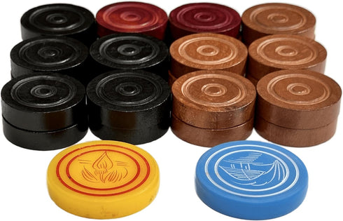 Professional Carrom Board Game International Champion Wooden 8mm Coins, Set of 24 Coins with 2 Striker Included...