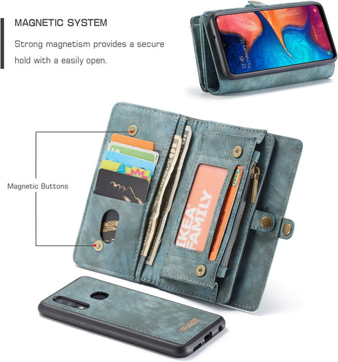 Samsung Galaxy A20 Case, Samsung Galaxy A30 Case with Card Holder, 2 in 1 Durable Leather Magnetic Detachable Cash Holder with Card Slots & Zipper...