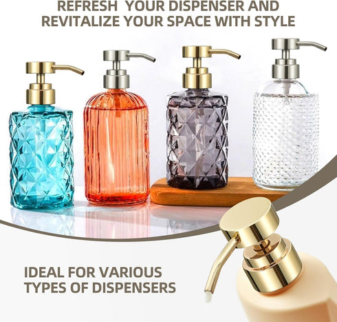Stainless Steel Soap Brushed Nickel Dispenser Pump Replacement Bathrooom Countertop for Hand Wash &Soap, kitchen dish soap, syrup (Gold+Brushed Ni...