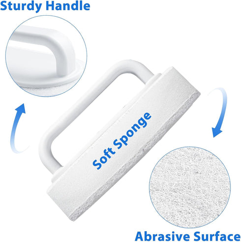 Handle Bath Tub Scrubber, Non Scratch Bathroom Scouring Pad, Bathtub Scrubber Soap Scum Remover for Shower Tile Grout Sink Pool Step & Corner, Hea...