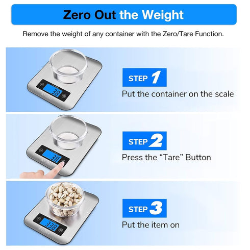 Ataller Digital Kitchen Scales, 304 Stainless Steel Food Scales, Professional Food Weighing Scales with Large LCD Display, Incredible Precision up...