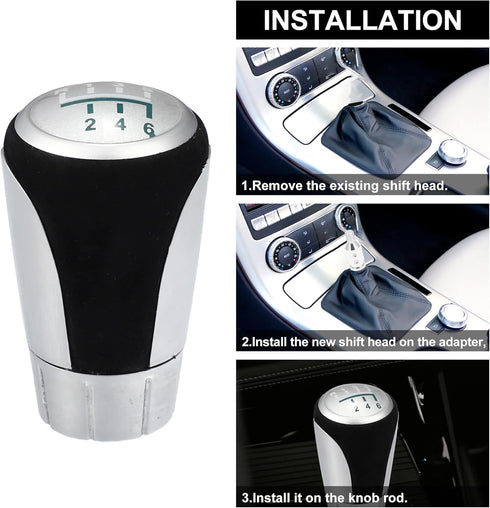 X AUTOHAUX 6 Speed Manual Gear Stick Shift Knob Transmission 25110429269 for BMW 1 Series E81 3 Doors 02/2006-12/2011 ABS Faux Leather Silver Tone...