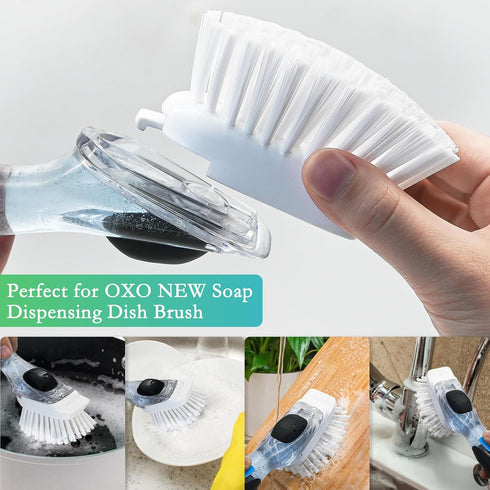 New Brush Refills for OXO New Soap Dispensing Dish Brush - 4 Pack Dish Brush Cleaning Soap Dispensing Head Replacement for Scrubber...
