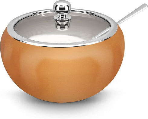 KooK Sugar Bowl, Sugar Bowl with Lid and Spoon, Sugar Container with Lid, for Salt, Coffee, Holds 2 Cups, Dishwasher Safe, Copper, 16 Oz...