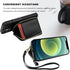 Bocasal RFID Blocking Wallet Case for iPhone 12/12 Pro, Adjustable Crossbody Zipper Purse Case Card Holder with Kickstand Detachable Wrist Strap, ...