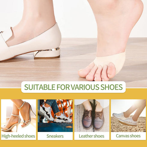 5 Pairs Ball of Foot Cushion,Thicken Forefoot Cushion Pads,Forefoot Metatarsal Invisible Socks Pads, Reusable Honeycomb Fabric Forefoot Pads for W...