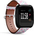 Compatible with Fitbit Versa, Versa 2, Versa LITE - Quick Release Leather Wristband Bracelet Replacement Accessory Band - Flamingo Birds Flowers...