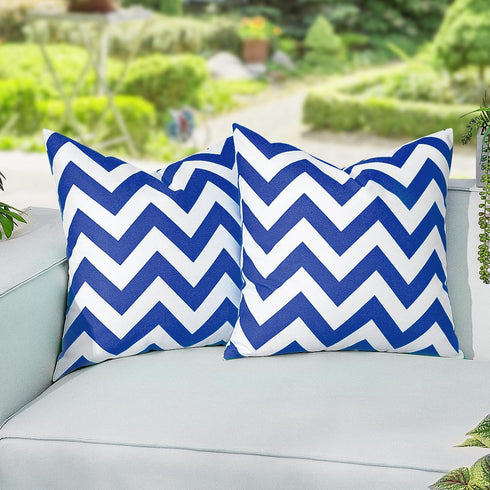 Outdoor Throw Pillow Covers 18×18 Inch, 2 Pack Waterproof Striped Throw Pillow Cases, Decorative Outdoor Couch Pillow Covers for Cushion Patio Por...