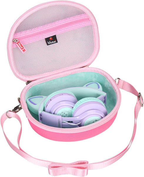 Mchoi Hard Carrying Case Suitable for Riwbox CT-7 Pink/for Jack CT-7S Cat Green 3.5mm/ for iClever IC-HS01 Bluetooth Wireless Over-Ear Headphones ...