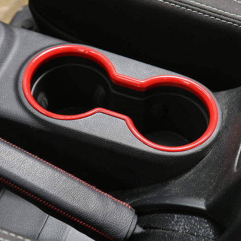 CheroCar for JK Front Water Cup Holder Trim Cover for Jeep Wrangler JK JKU & Unlimited 2010-2018, ABS Interior Decor (Red)...