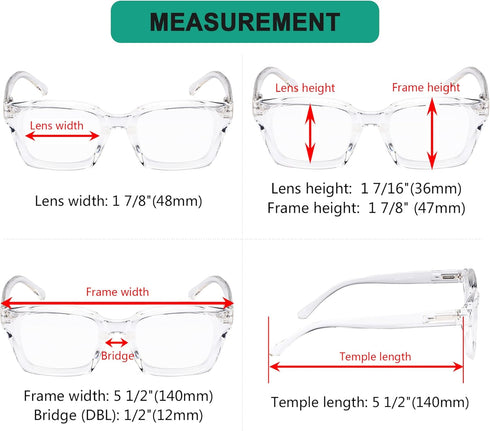 Eyekepper Ladies Reading Glasses - Oversized Square Design Readers for Women Transparent...