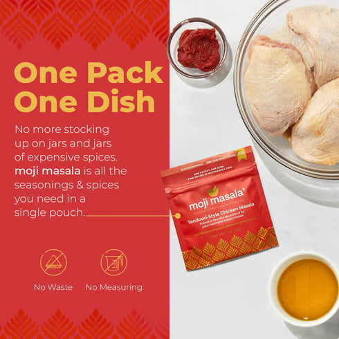 moji masala Indian Spice Kits – Tandoori Chicken Masala Spice Blends - Spice Mix for Authentic Indian Food at Home and Indian Seasoning Sets – 2-P...