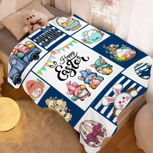 Easter Throw Blanket Kids Small Rabbit Easter Egg Bunny Blanket Spring Decorative Blankets for newborn babies Girls Boys Child Baby Bed Soft Cozy ...