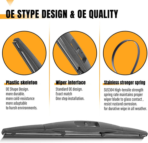 AUTOBOO 14 Inch Rear Wiper Blade Replacement for 06-21 Subaru Forester Outback, 07-11 Honda CRV, Fit,14-17 Acura MDX,RDX, Infiniti QX70, FX50,EX37...