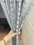 Door String Curtain Flat Silver Ribbon Thread with Shaggy Tassel Room Divider, 39’’x79’’ (Grey-style2)...