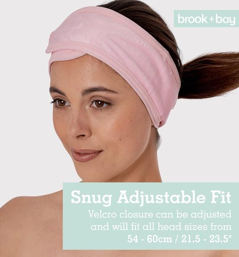 Brook + Bay Spa Headband for Washing Face - Makeup & Skincare Face Wash Head Band - Face Mask Towel Terry Hair Band for Women - Pink...