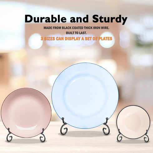 6 Pack 3 Sizes Iron Display Stand, Black Wire Iron Easel Plate Holder Dish Stand for Displaying Pictures, Decoration Plates, Books Dishes and Arts...