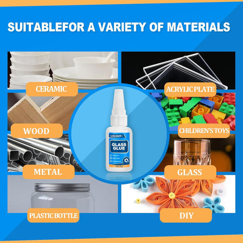 Glass Glue - 35g Super Fast-Curing Adhesive for Plastic, Ceramic, Wood, Metal, Glass, Rubber, DIY Crafts - Clear, Acrylic, Mirror - Instant, Stron...