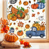 6 Sheets Fall Window Clings Double-Sided Window Stickers with Orange Maple Leaves Pumpkins Blue Truck Thanksgiving Window Decals for Autumn Home H...