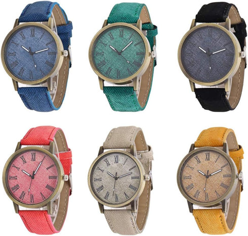CdyBox 6 PCS Men Women Watch Simple Round Analog Quartz Wristwatches Business Watches Gifts...