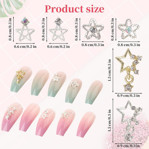30Pcs Star Nail Charms for Acrylic Nails Crystal Diamond Alloy Star Nail Art Supplies Decor for Women Girls Nails Crafts...