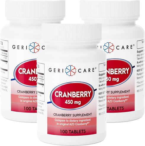 GeriCare Cranberry Supplement, 100 Tablets 450 mg (3)...