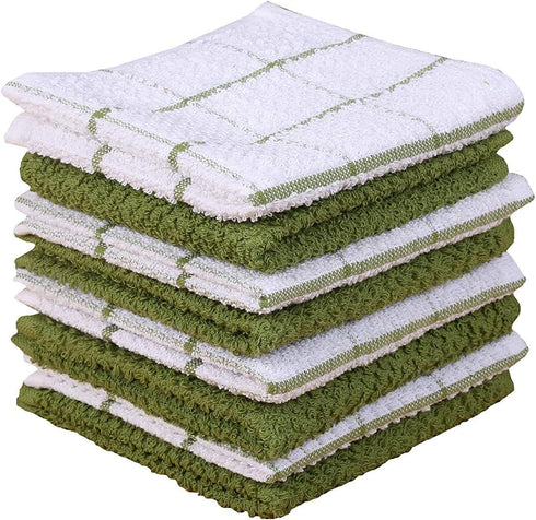 AMOUR INFINI Cotton Kitchen Dish Cloths Set of 8 – Highly Absorbent, Super Soft Premium Terry Cleaning Cloth (12"x12" Inch) Premium Dishcloths for...