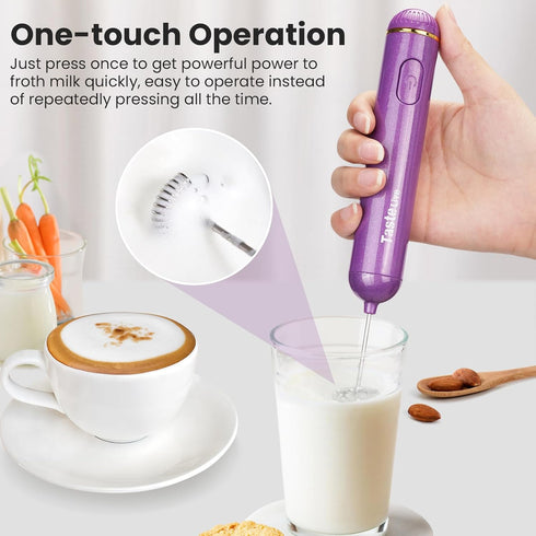 Handheld Milk Frother, Battery Operated Electric Foam Maker and Mixer for Drinks (Blue)...