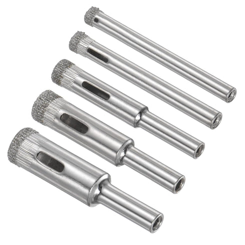 Diamond Drill Bits Set, 5mm 6mm 8mm 10mm 12mm Cutting Diameter, Diamond Dry Core Drill Hole Saws Bits Tools - (Applications: for Glass Drilling Ha...